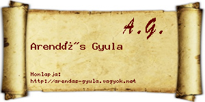 Arendás Gyula névjegykártya